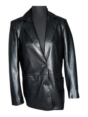 Abercrombie & Fitch Black Vegan Leather Blazer Size XS